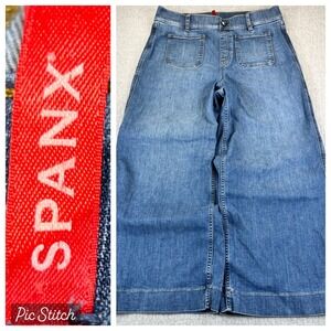 SPANX Baggy Wide‎ Leg Cropped  Dress Jeans Women L (31X25) high-rise medium Wash